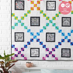 Patrón de costura de colcha de cadena irlandesa moderna, Tula Pink, Love Patchwork & Quilting, patrón de colcha digital, descarga instantánea