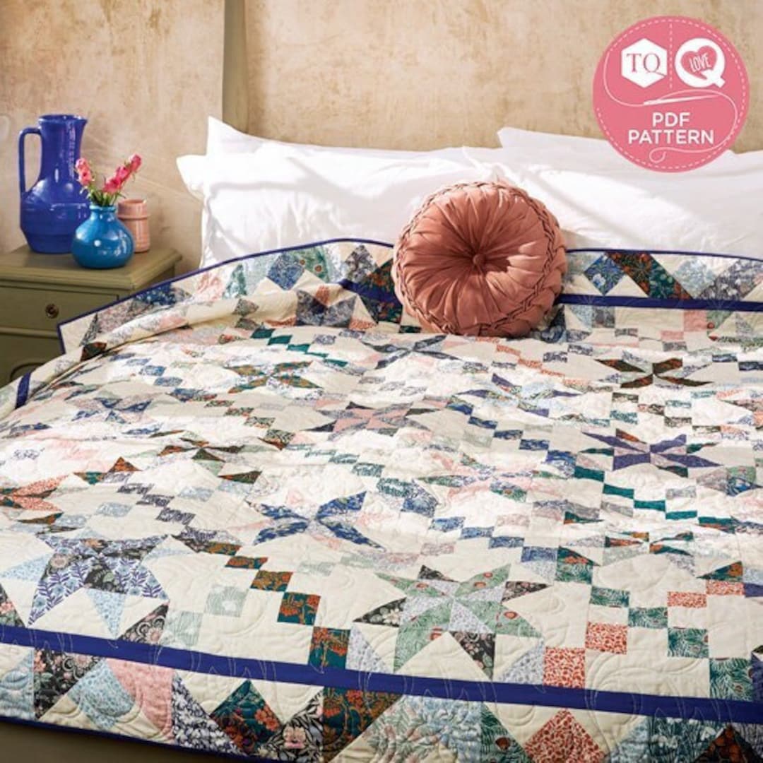 Shine Bright, Digital Quilting Pattern, Irish Chain and Star Puzzle Blocks Quilt, Todays Quilter