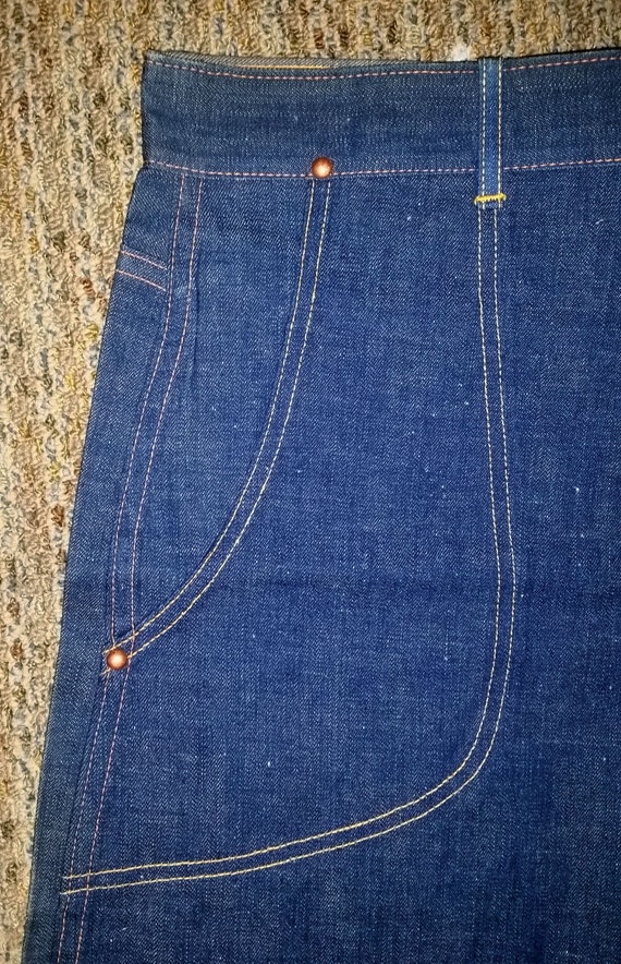 NOS 1940's High Waisted Denim Pants Dungarees. Wa… - image 4