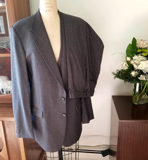 Emilio Pucci, 1970's Emilio Pucci Grey & Orange Striped Mens Suit 42-44