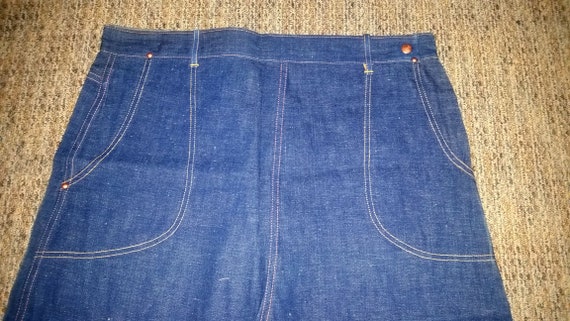 NOS 1940's High Waisted Denim Pants Dungarees. Wa… - image 7