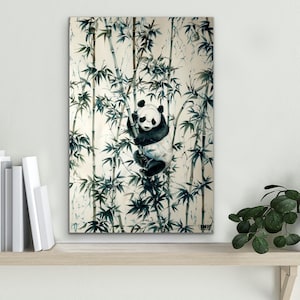 Panda /Black and White/Canvas Art Painting | Panda/Animal/Bamboo/Wall Art | Painting / Wall Decor /Poster