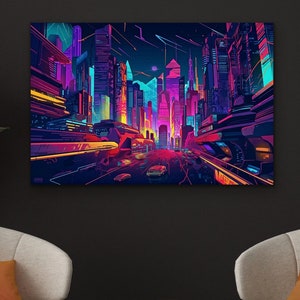 Cyberpunk Cityscape Canvas Wall Art