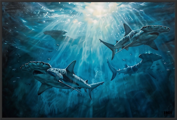 Hammerhead Shark Ocean Canvas Wall Art - Etsy