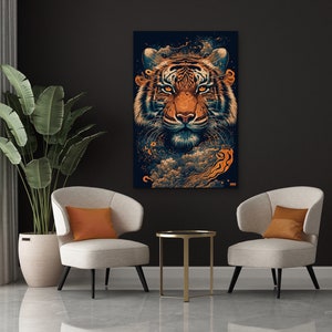 Tiger Illustrative Canvas Art Painting | Tiger/Animal/ Wall Art |  Illustration Art / Wall Decor / Tiger Poster