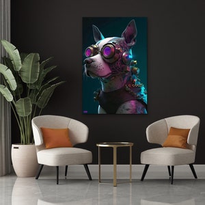Cyberpunk Dog/ Futuristic Canvas Art Painting | Cyberpunk Wall Art / Wall Decor / Cyberpunk Poster