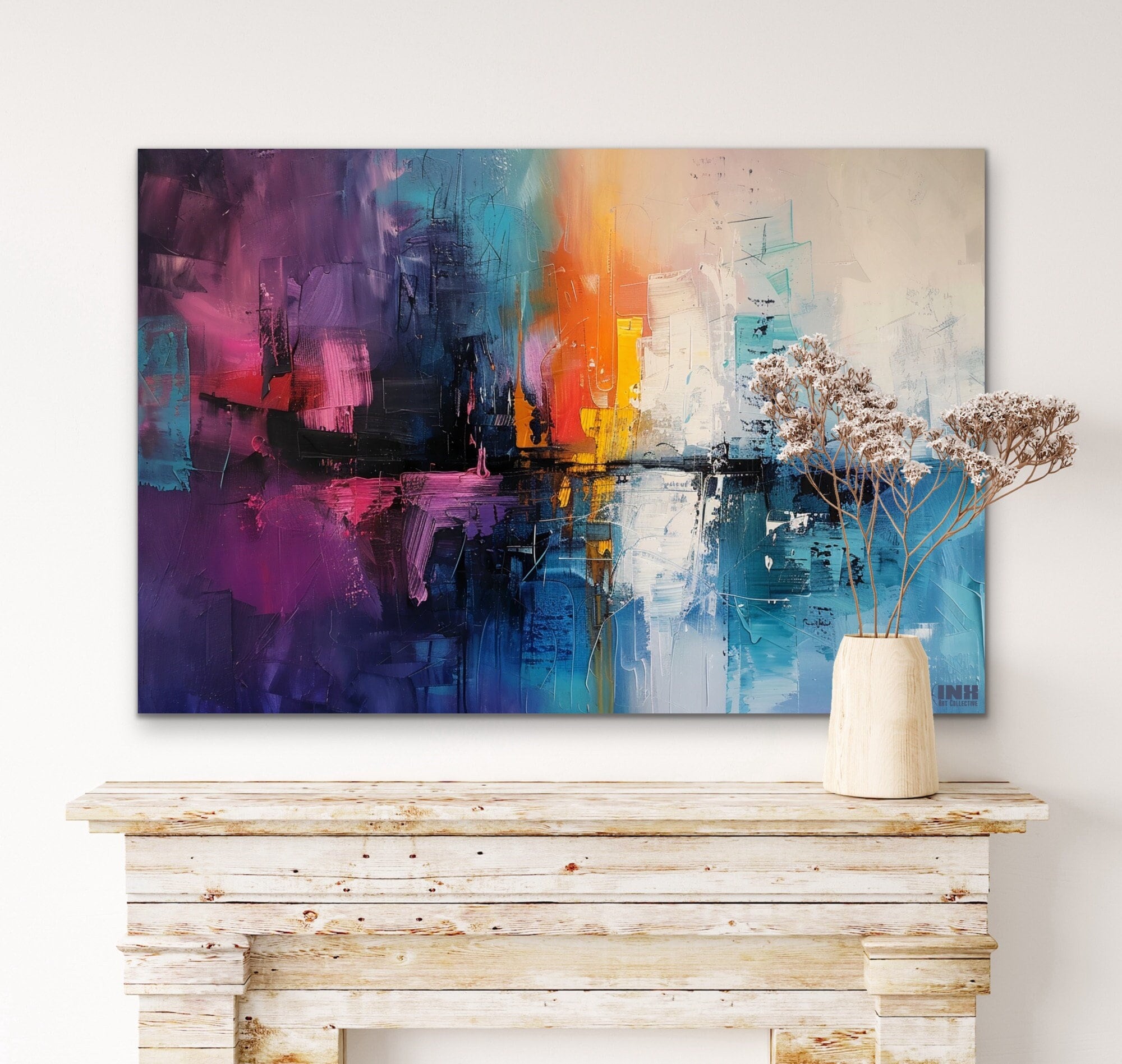 Vibrant City Lights Abstract Canvas Wall Art - Etsy