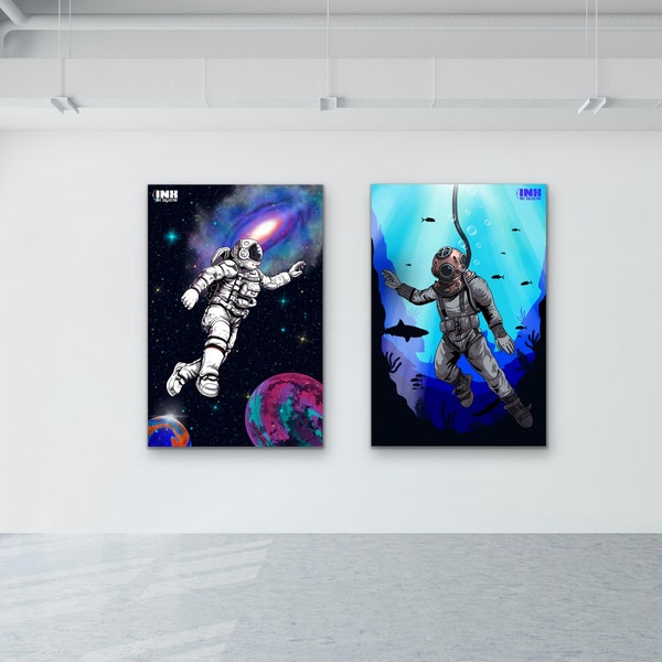 Deep Sea Diver Art Etsy