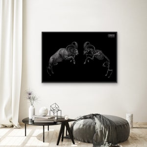 Ram Black and White Animal Canvas Art Painting | Ram/Animal Wall Art | Ram/ Black and White / Animal Wall Decor | Poster