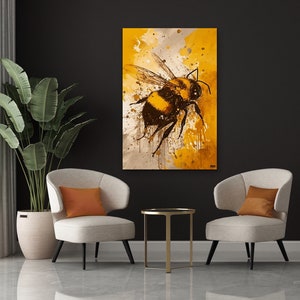 Bumblebee Abstract Canvas Art Painting | Bee/Animal/ Wall Art |  Bumblebee Digital Art / Wall Decor / Bumblebee Poster