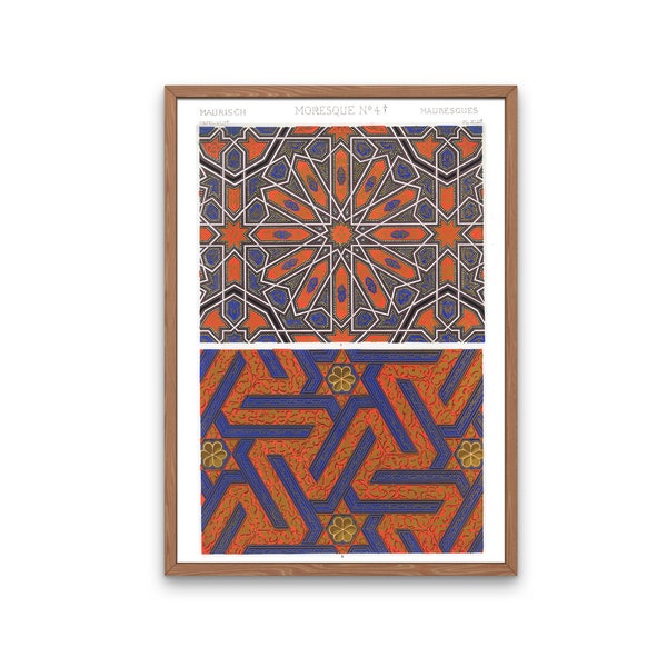 Geometric Moroccan Tile Print, Arabic Wall Art, Middle Eastern Print, 19th Century, Printable, Digital Download, Home Decor