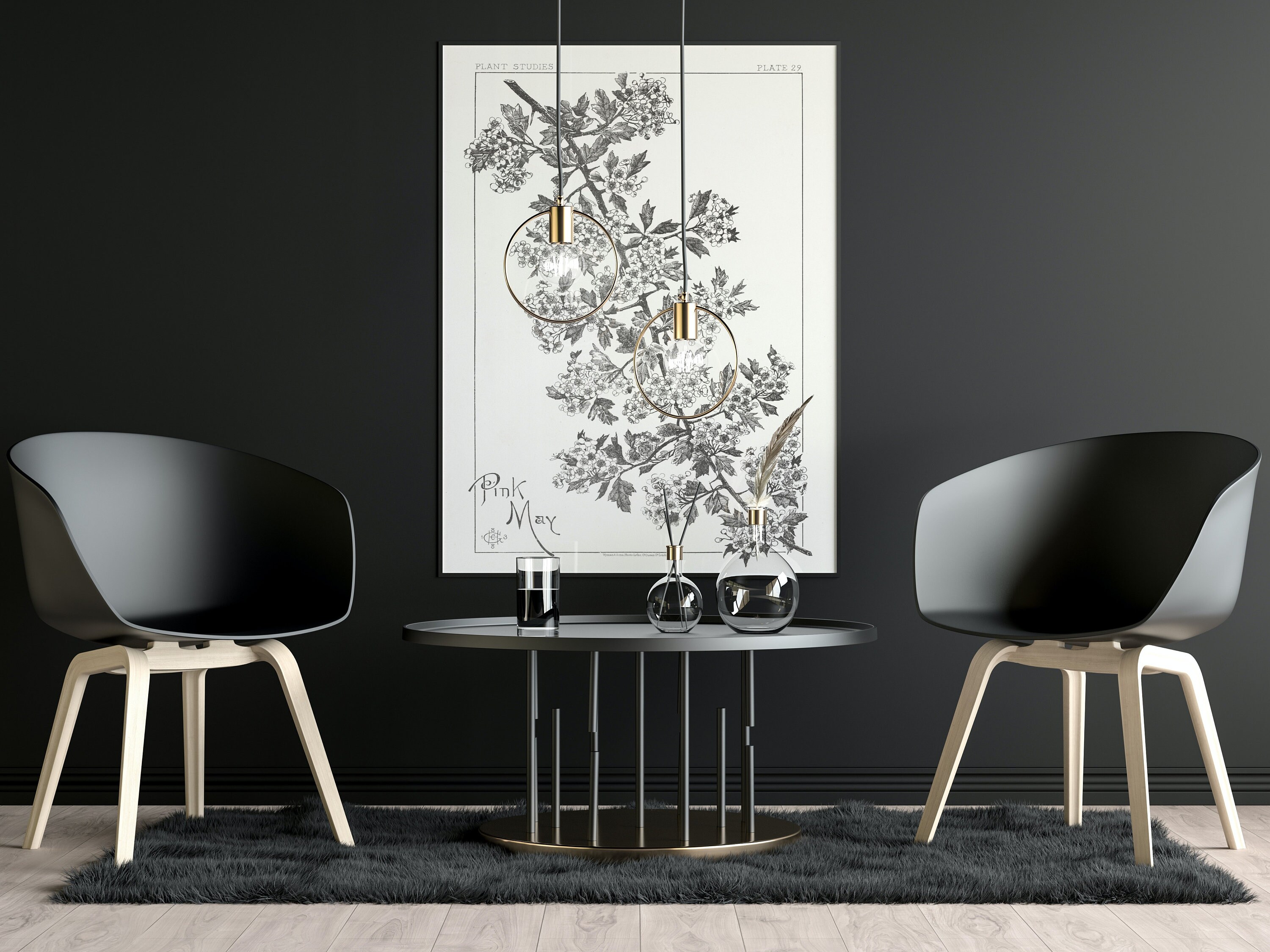 Mayflower Bush Line Drawing, Botany Poster, Black & White Botanical