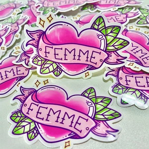Femme Airbrush Heart Queer Sticker, Gay Sticker, Lesbian Sticker, Sapphic Sticker, WLW Sticker