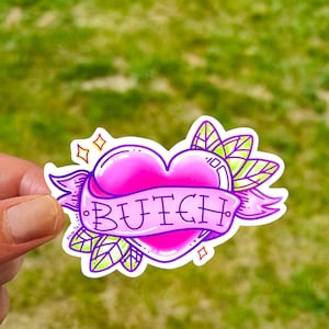 Butch Airbrush Heart Lesbian Sticker, Sapphic Sticker, WLW Sticker