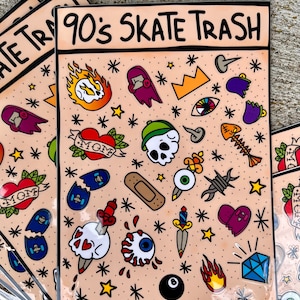 Grungy stickervel jaren 90 Skate Trash