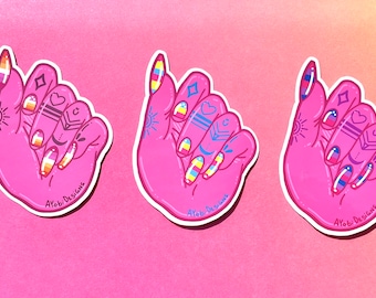 Pride Manicure Sticker, Sapphic Nail Joke Sticker, WLW Humor Sticker, Queer Beauty Aesthetic Vinyl Decal, Lesbian Inside Joke Sticker