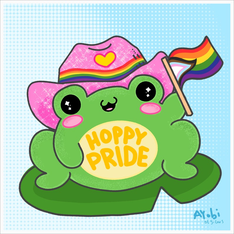 Hoppy Pride Frog Art Print, Cute LGBTQ Frog Wall Art, Pride Flag Frog ...