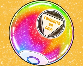 Herzlichen Glückwunsch Ur Gay Magic 8 Ball Aufkleber, Regenbogen Pride Aufkleber, lustiger LGBTQ Aufkleber, Queer Meme Aufkleber, glänzender Vinyl Laptop Wasserflasche Aufkleber