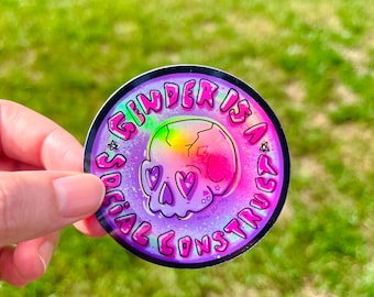 Gender Is a Social Construct Sticker, Queer Political Sticker, LGBTQ Pride Vinyl Sticker, Statement Decal, Laptop Water Bottle Sticker