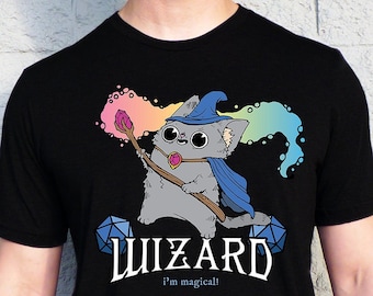 Wizard Class Tshirt, DnD Shirt, DnD Gifts for Players, Role Playing Games, Tabletop RPG, DM Shirt, Cat Shirt, Gamer Shirt, Nerdy Gifts