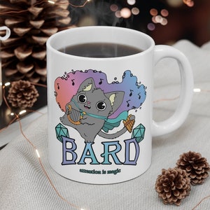 DnD Bard Mug, Bard Class Mug, DnD Mug, DnD Gifts for Players, Tabletop RPG Gifts, D and D Gifts, Fantasy Mug, D20 Dice Mug