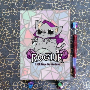 Cuaderno DnD, Rogue Class Journal, DnD Character Journal, DnD Gifts, Juegos de rol, DM Gift, Cat Notebook, Tabletop RPG Gifts
