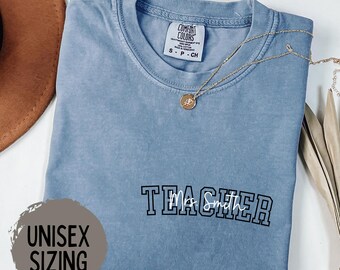 Custom Teacher Shirt, Personalized Teacher Sweatshirt, Teacher Name Crewneck, Teacher Gift, Back to School, Teacher Appreciation, Trendy Tee