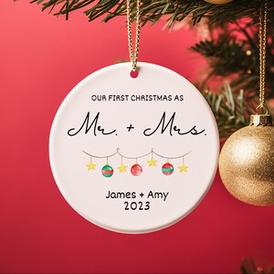 Custom Mr and Mrs Christmas Ornament Personalized First Christmas Married Keepsake Wedding Christmas Gift 2023