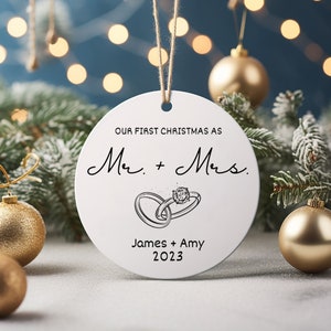 Custom Married Ornament Wedding Gift Wedding Date ornament Heart Calendar Anniversary Gift Our First Christmas Newlywed Gift Engagement Gift
