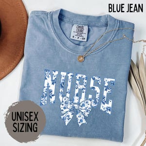 Nurse Shirt, Nurse Bow Sweatshirt, Nurse Ribbon Tee, Gift For Nurse, Nursing School Shirt, Registered Nurse Shirt, Floral Nurse Tee
