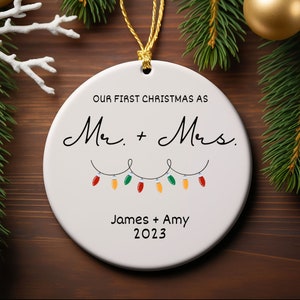 Custom Mr and Mrs Christmas Ornament Personalized Wedding Gift First Christmas Married Ornament Newlywed Gift Our First Christmas Ornament