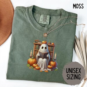 Book Halloween Shirt Comfort Colors Shirts Reading Halloween Tee Ghost Reading Bookish Tshirt Librarian Retro Reading Gift For Teacher