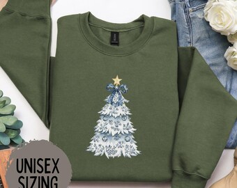 Christmas Tree Shirt, Holiday Tee Xmas, Tis the Season Women's Coquette Trending Christmas Shirt Toile De Juoy Tree Sweatshirt