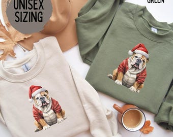 English Bulldog Christmas Sweatshirt Xmas Bulldog Sweater Xmas Tree Tee Bullie Crewneck Dog Lover Gift For New Dog Mom