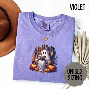 Book Halloween Shirt Comfort Colors Shirts Reading Halloween Tee Ghost Reading Bookish Tshirt Librarian Retro Reading Gift For Teacher