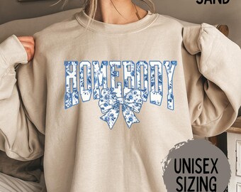 Homebody Shirt, Slouchy Crewneck, Cozy Sweatshirt, Blue Ribbon Shirt, Homebody Tee, Floral Homebody Shirt