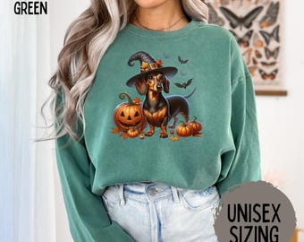 Dachshund Halloween Sweatshirt Comfort Colors Dog Mom Sweater Dachshund Mom Gift Doxie Crewneck Wiener Dog Halloweenie Gift for