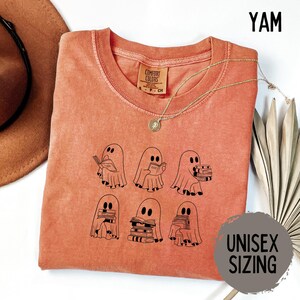 Book Halloween Shirt Comfort Colors Shirts Reading Halloween Tee Ghost Reading Bookish Tshirt Librarian Retro Reading Gift For Teacher