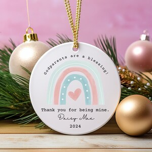 Godparents Ornament Custom Godmother Ceramic Ornament Personalized Godfather Promoted To Ornament Gift for Godparents Proposal Godchild