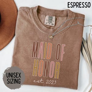 Maid of Honor Shirt, Comfort Colors, Bridesmaid Gift, Custom MOH Tee, Bachelorette Party Shirt, Bridal Shower Gift, Bridal Party Gift Retro