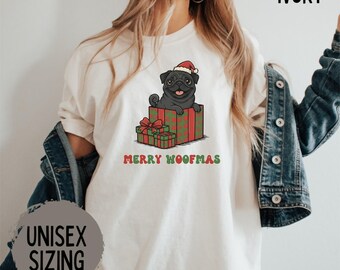 Pug Christmas Shirt, Cute Holiday Black Pug Tee, Merry Pugmas Sweatshirt, Pug Mom Gift, Dog Lover Christmas Shirt