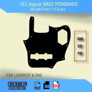 JAGUAR bass guitar PICKGUARD/Fender Japan model / 2D CAD Files pdf dwg dxf / Lasercut  Cnc Files / Instant Download / 3D Print Guitar Parts