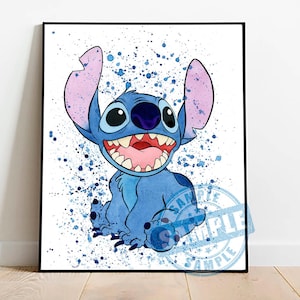Stitch print watercolor, lilo and stitch poster, stitch giclee for nursary decor