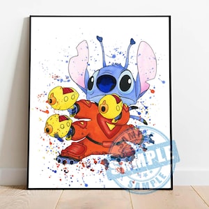 Stitch print watercolor, lilo and stitch poster, stitch giclee for nursary decor
