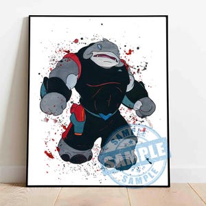 Captain Gantu print watercolor, lilo and stitch poster, stitch giclee for nursary decor