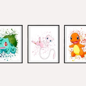 Set 3 pokemons print,anime hero print,pikachu print,bulbasaur print,poster pokemon,pokemon picture,pokemon go print, nursery decor