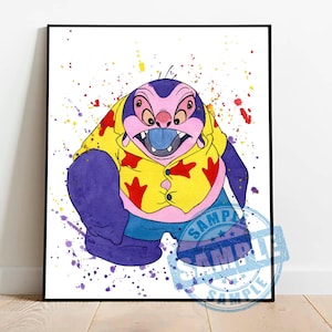 Jumba print watercolor, lilo and stitch poster, stitch giclee for nursary decor