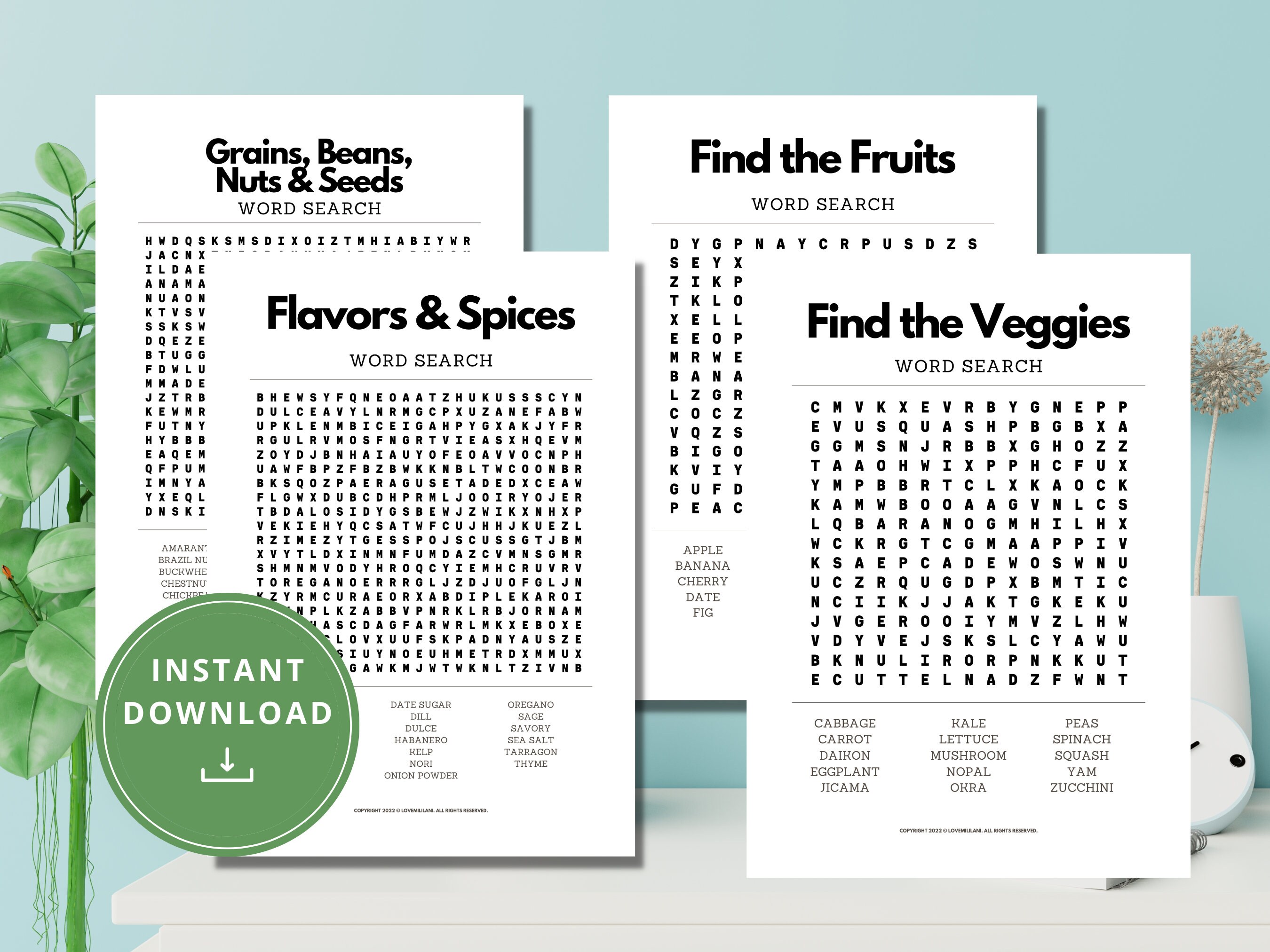 Food Word Search Etsy