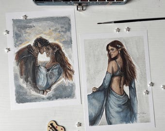 ACOTAR Fan Art | Feyre & Rhysand Watercolor Print Set (A5)