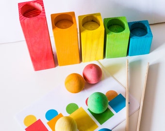 Wooden puzzle Natural Toddler Educational Montessori Toy  left-half ball puzzle